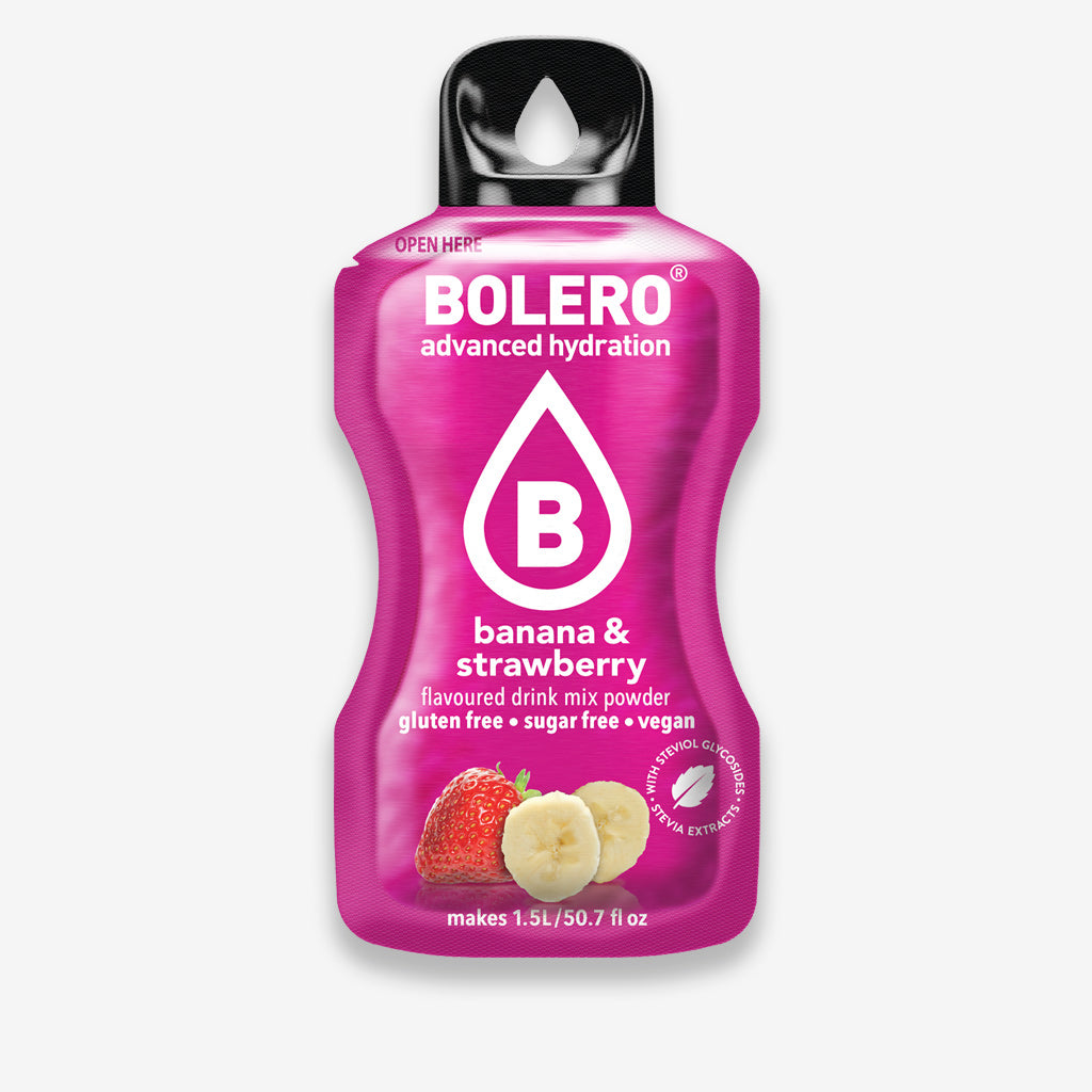 Bolero Getränkepulver Beutel – erfrischendes Pulver für ein zuckerfreies Getränk mit Banane & Erdbeeren Geschmack