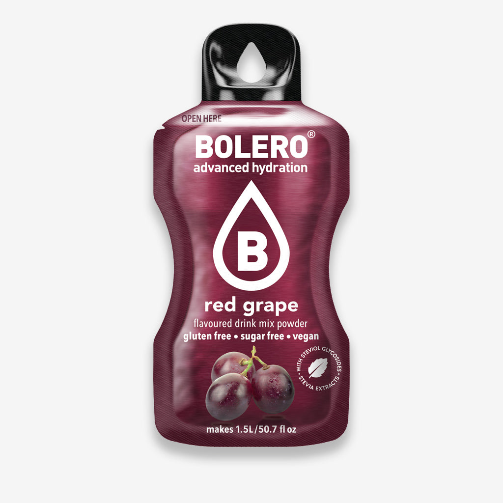 Bolero Drink Getränkepulver Beutel – Getränkepulver für ein zuckerfreies Getränk mit rote traube Geschmack