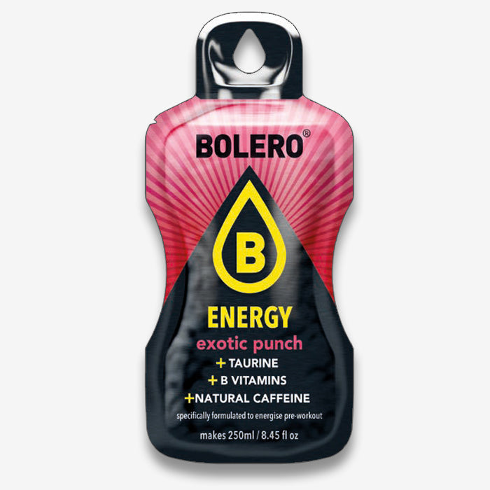 Bolero Energy Exotic Punch Getränkepulver Beutel mit Koffein, L-Theanine und B-Vitamine ohne Zucker