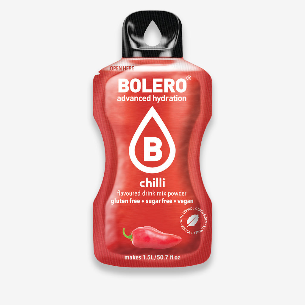 Bolero Getränkepulver Beutel – erfrischendes Pulver für ein zuckerfreies Getränk mit Chilli Geschmack