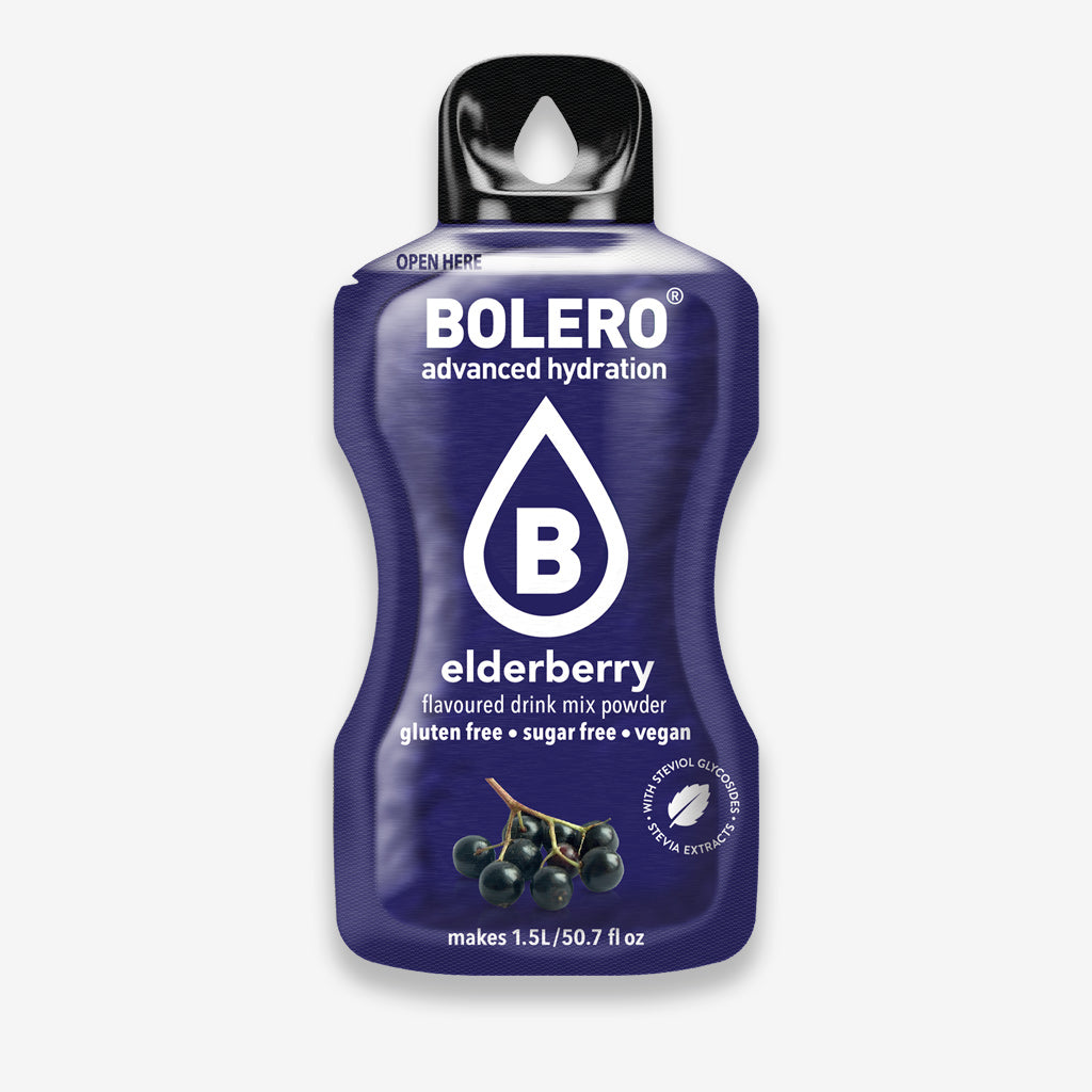 Bolero Getränkepulver Beutel – erfrischendes Pulver für ein zuckerfreies Getränk mit Holunderbeere-Geschmack