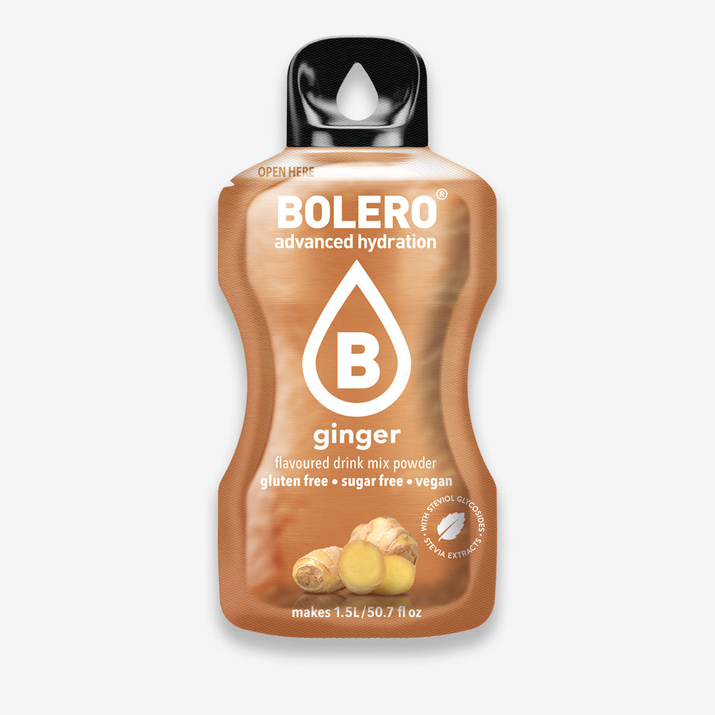Bolero Getränkepulver Beutel – erfrischendes Pulver für ein zuckerfreies Getränk mit Ingwer-Geschmack