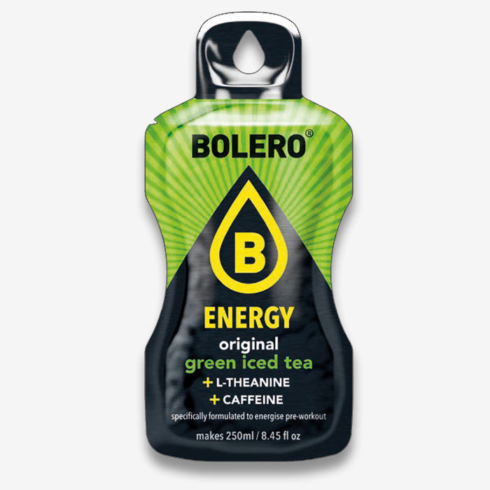 Bolero Energy Grüner Eistee Getränkepulver Beutel mit Koffein, L-Theanine und B-Vitamine ohne Zucker