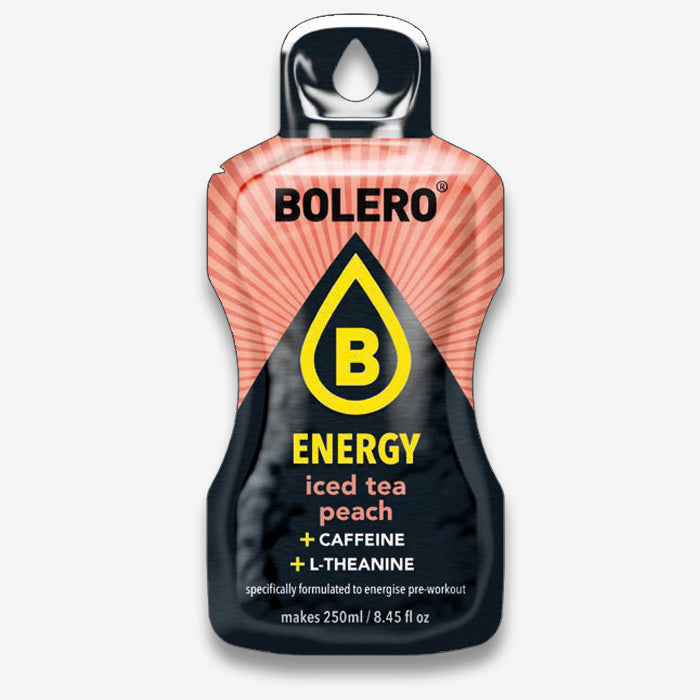 Bolero Energy Eistee Pfirsich Getränkepulver Beutel mit Koffein und L-Theanine