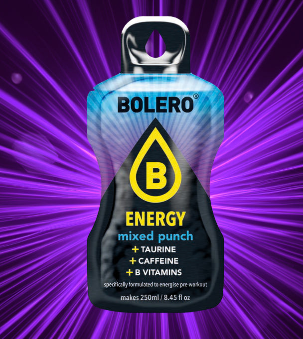 Bolero Energy Mixed Punch Getränkepulver Beutel mit Koffein, Taurin und B-Vitamine ohne Zucker